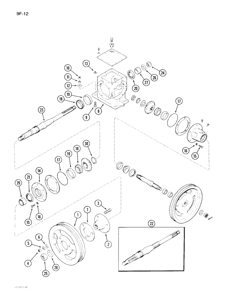 Схема запчастей Case IH 1640 - (9F-12) - STRAW CHOPPER GEAR HOUSING (19) - STRAW SPREADER & CHOPPER