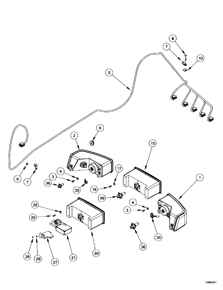 Схема запчастей Case IH MX200 - (4-060) - HEADLAMPS, N.A. ONLY (04) - ELECTRICAL SYSTEMS