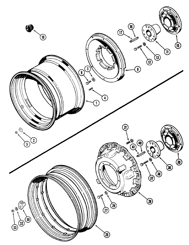 Схема запчастей Case IH 2096 - (6-212) - CAST DUAL REAR WHEELS, WITH 34 INCH (864 MM) RIMS (06) - POWER TRAIN