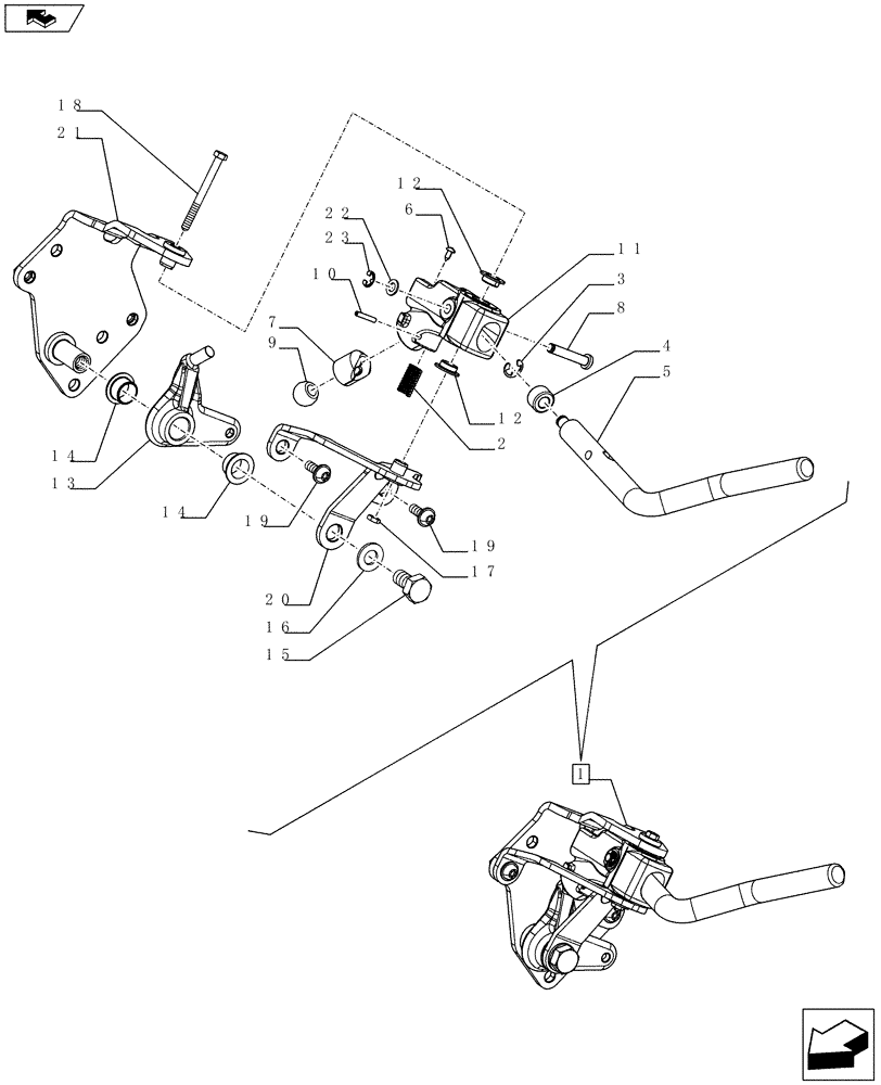 Схема запчастей Case IH FARMALL 65C - (21.130.0601[02]) - REVERSE CONTROL - BREAKDOWN (VAR.330274-330276) (21) - TRANSMISSION