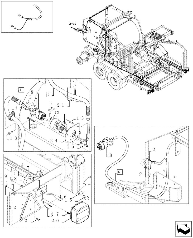 Схема запчастей Case IH RBX341 - (06.22[01]) - REAR LIGHTS (06) - ELECTRICAL SYSTEMS