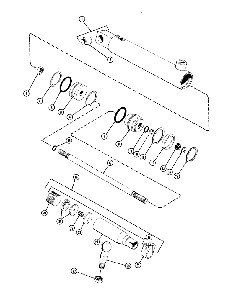 Схема запчастей Case IH 1470 - (135A) - T38951 REAR STEERING CYLINDER (05) - STEERING