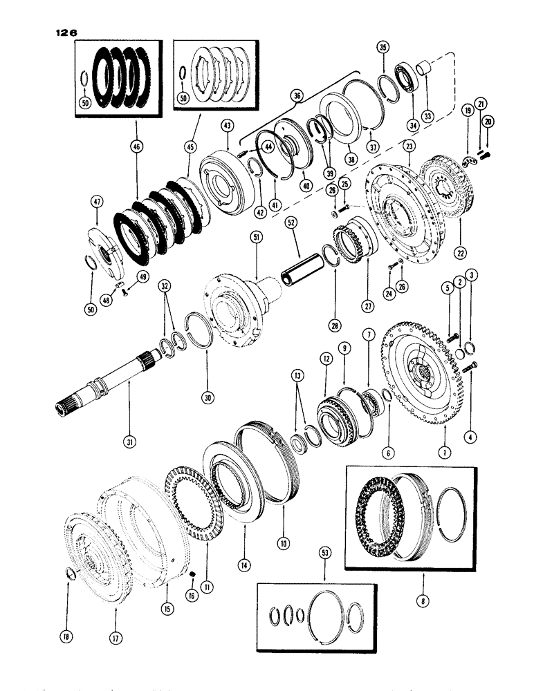 Схема запчастей Case IH 530 - (126) - TORQUE CONVERTER PARTS, CASE-O-MATIC DRIVE (06) - POWER TRAIN