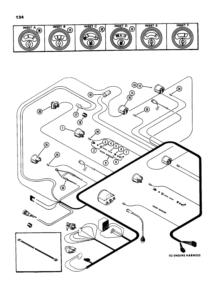 Схема запчастей Case IH 970 - (134) - INSTRUMENTS AND WIRING, (401B) DIESEL ENGINE (04) - ELECTRICAL SYSTEMS