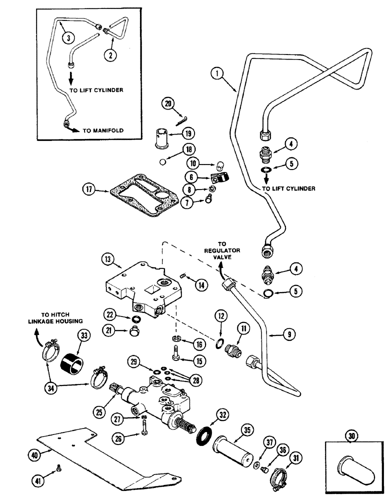 Схема запчастей Case IH 2090 - (8-474) - HITCH CONTROL VALVE, MANIFOLD AND TUBES (08) - HYDRAULICS