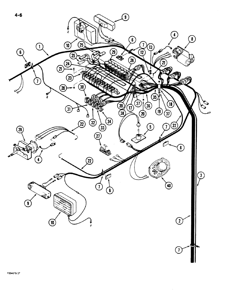 Схема запчастей Case IH 9170 - (4-06) - OVERHEAD CAB HARNESS (04) - ELECTRICAL SYSTEMS