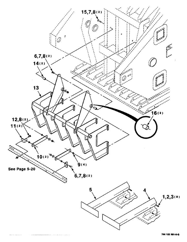 Схема запчастей Case IH 8590 - (5-24) - PLUNGER CLEANER AND SCRAPER ASSEMBLY (13) - FEEDER