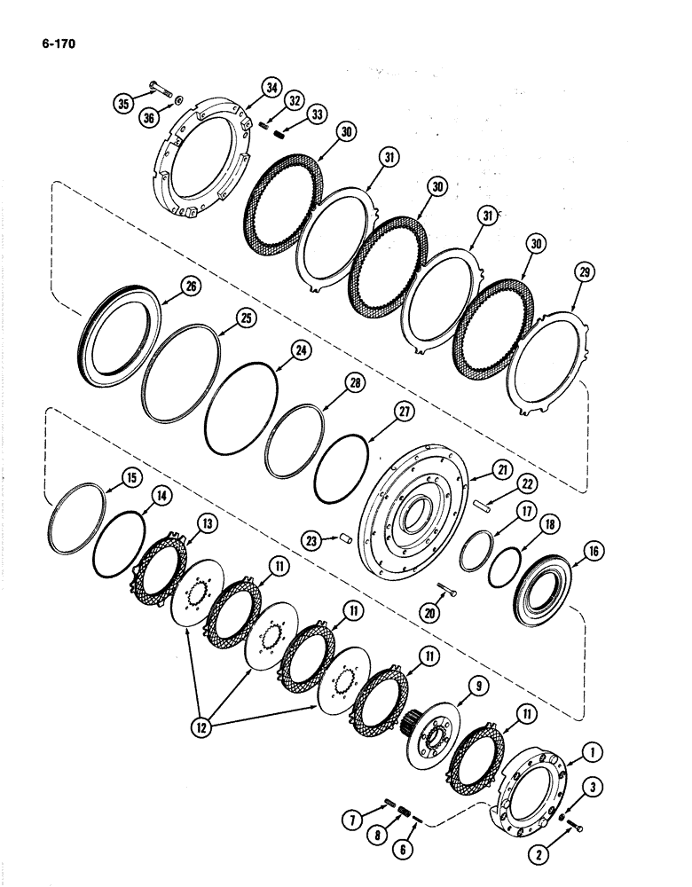 Схема запчастей Case IH 4894 - (6-170) - TRANSMISSION (C1) AND (C4) CLUTCH (06) - POWER TRAIN