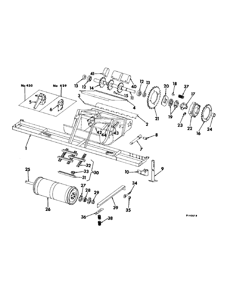 Схема запчастей Case IH 430 - (B-03) - FEEDER FRAME, LIFT, STAND & FEEDER CONVEYOR (58) - ATTACHMENTS/HEADERS