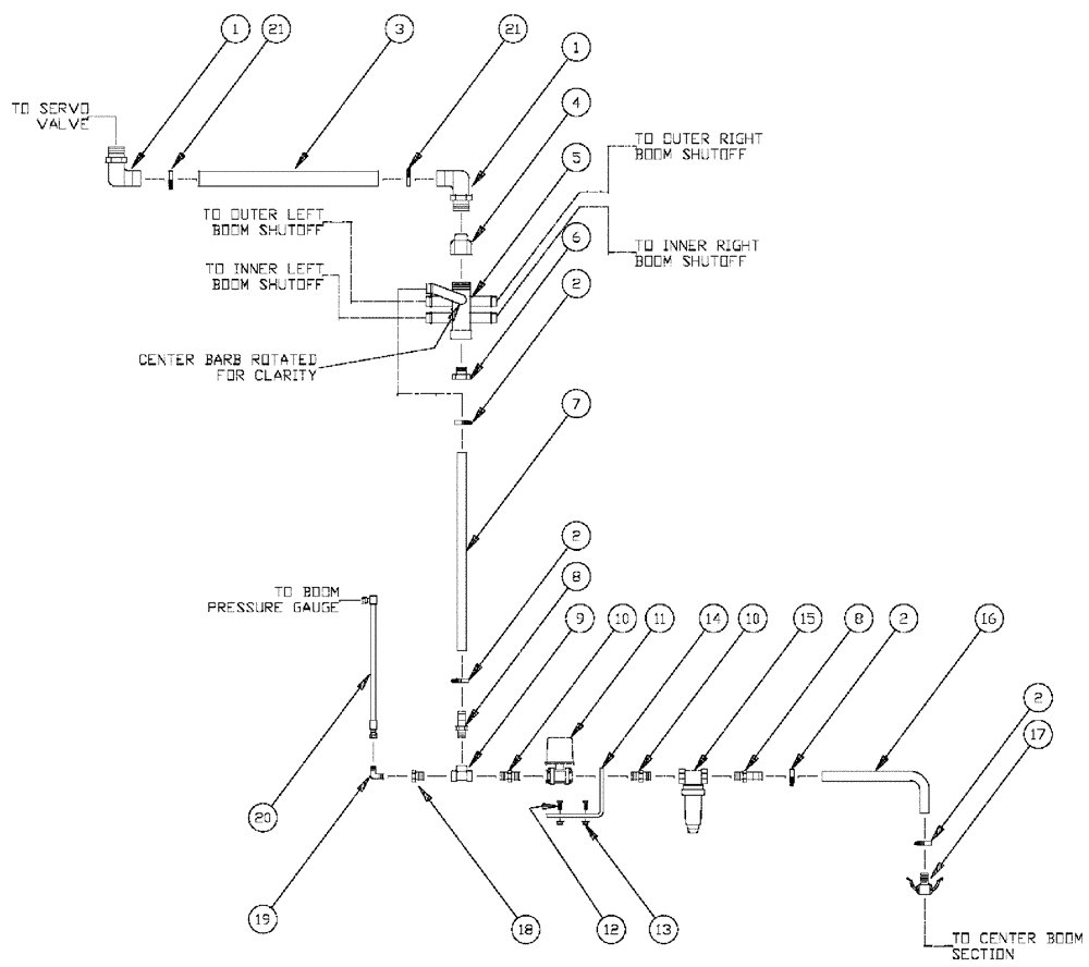 Схема запчастей Case IH 3185 - (09-037) - 75 5 - BOOM SHUTOFF CENTER BOOM Liquid Plumbing