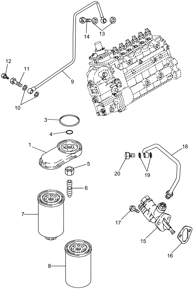 Схема запчастей Case IH MAGNUM 255 - (03-03) - FUEL FILTER - PUMP, TRANSFER (03) - FUEL SYSTEM