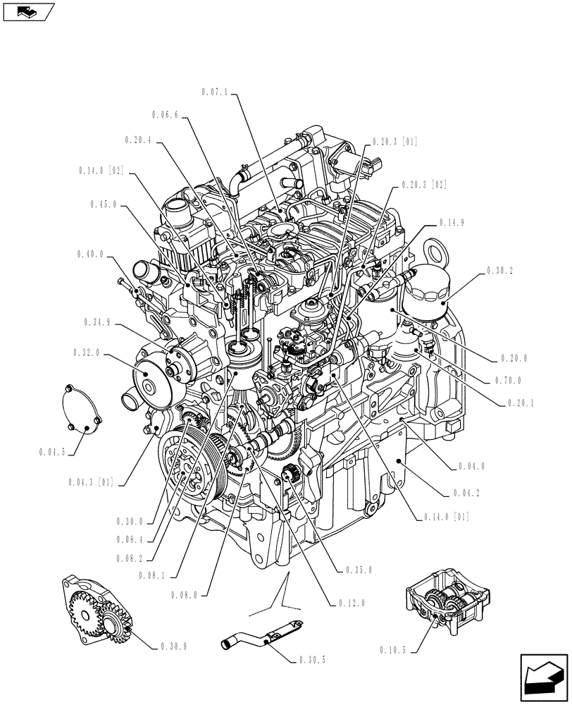 Схема запчастей Case IH F5AE5484C A001 - (0.02.0[01]) - PICTORIAL INDEX - ENGINE (10) - ENGINE