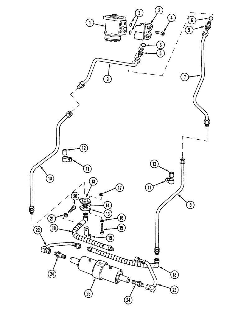 Схема запчастей Case IH 1594 - (5-110) - STEERING CYLINDER AND TUBES, TWO-WHEEL DRIVE TRACTORS WITH CAB (05) - STEERING