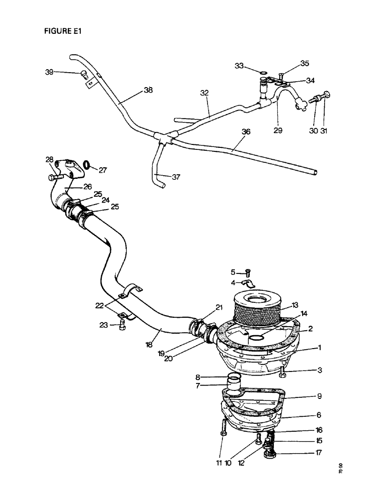 Схема запчастей Case IH 1410 - (E01-1) - SELECTAMATIC HYDRAULIC SYSTEM, SUCTION STRAINER AND LOW PRESSURE PIPES (EFF S/N NOTE A) (07) - HYDRAULIC SYSTEM