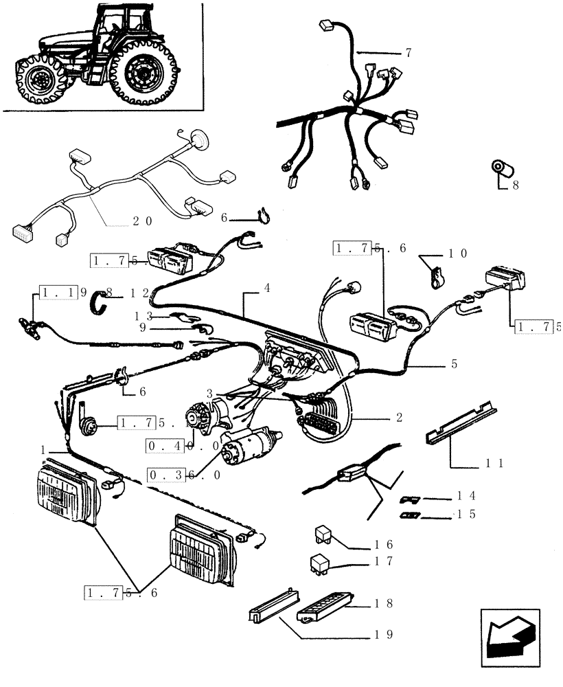 Схема запчастей Case IH JX85 - (1.75.4) - VARIOUS WIRES (06) - ELECTRICAL SYSTEMS