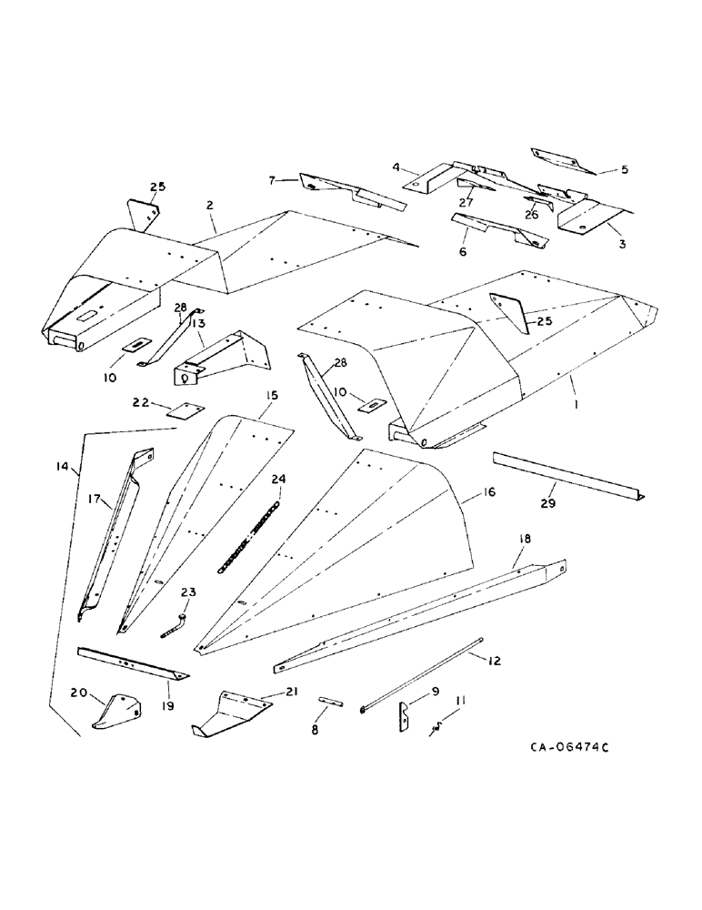 Схема запчастей Case IH 900 - SERIES - (B-21) - CENTER GATHERER SHIELDS AND DIVIDERS FOR 36, 38, AND 40 IN. ROWS (58) - ATTACHMENTS/HEADERS