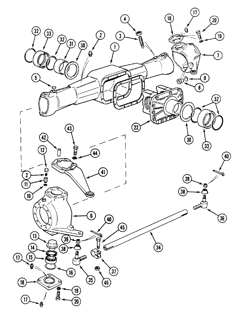 Схема запчастей Case IH 1494 - (5-136) - FRONT AXLE, MFD TRACTORS, PRIOR TO P.I.N. 11518001 (05) - STEERING