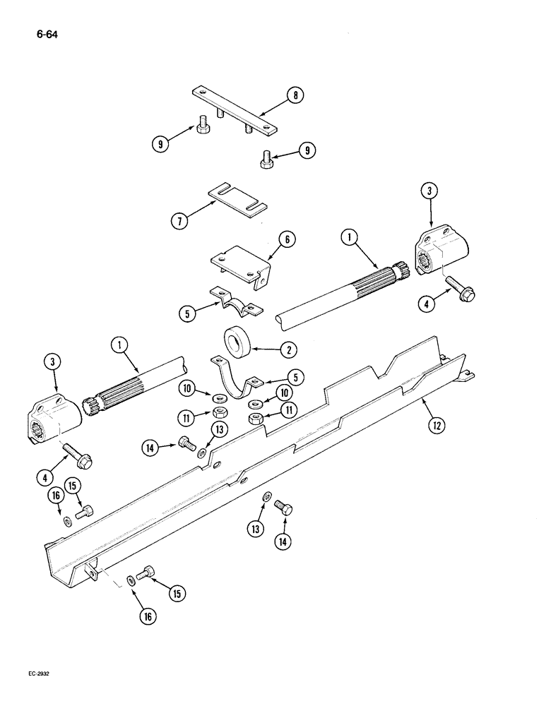 Схема запчастей Case IH 495 - (6-064) - MECHANICAL FRONT DRIVE "ZF", DRIVE SHAFT AND SHIELD (06) - POWER TRAIN