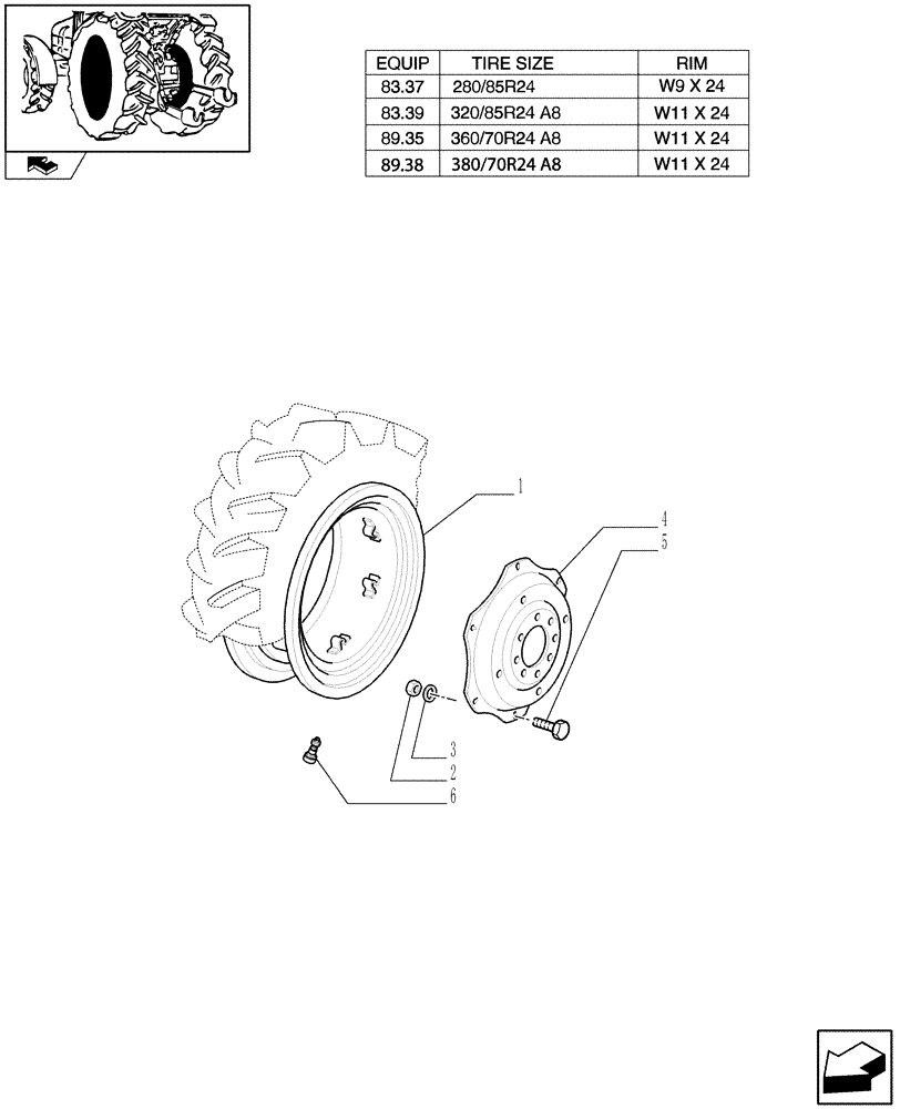 Схема запчастей Case IH FARMALL 105V - (83.00[01]) - DRIVE WHEELS (11) - WHEELS/TRACKS