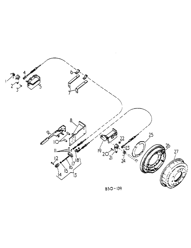 Схема запчастей Case IH HYDRO 84 - (04-012) - DRUM BRAKE ATTACHMENT, HAND-OPERATED (5.1) - BRAKES