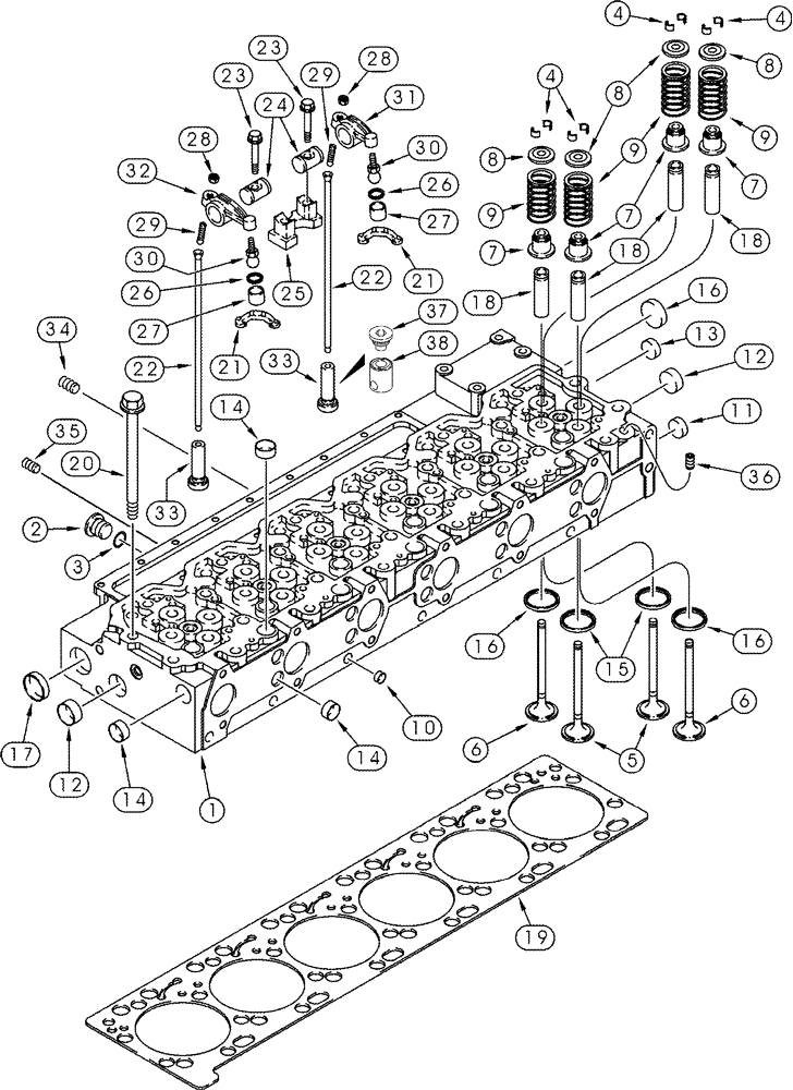 Схема запчастей Case IH STX275 - (02-19) - CYLINDER HEAD VALVE MECHANISM (02) - ENGINE