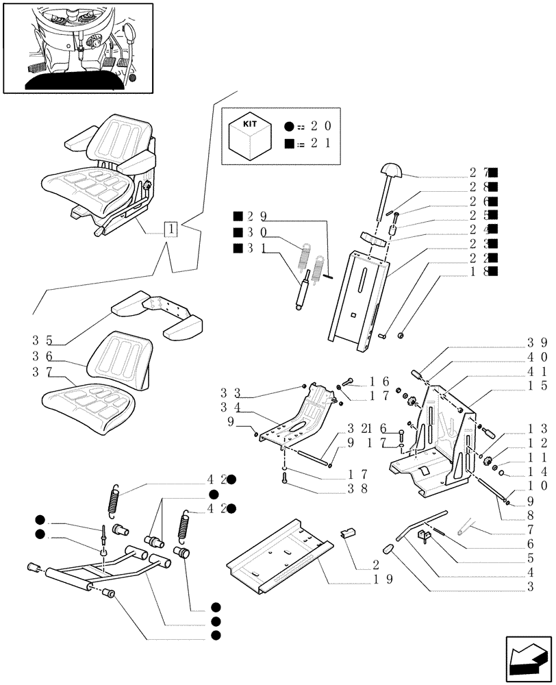 Схема запчастей Case IH JX95 - (1.92.85/ A) - SEAT, SUPPORT - BREAKDOWN - C5662 (10) - OPERATORS PLATFORM/CAB