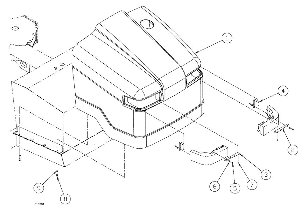 Схема запчастей Case IH SPX4260 - (138) - FUEL TANK HOOD ASSEMBLY (90) - PLATFORM, CAB, BODYWORK AND DECALS