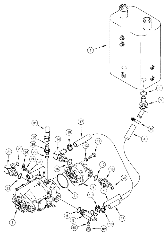 Схема запчастей Case IH CPX420 - (08-04) - RESERVOIR TO HYDRAULIC PUMP SYSTEM (07) - HYDRAULICS