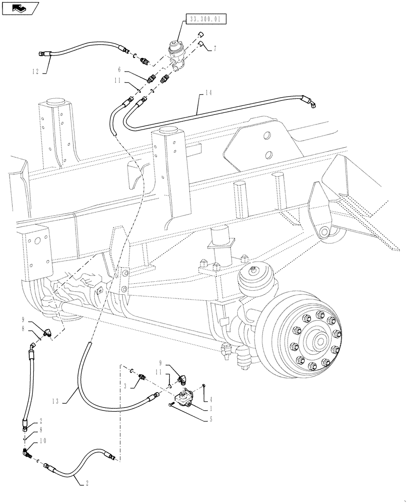 Схема запчастей Case IH TITAN 4530 - (33.300.02) - FRONT BRAKE LINES AND FITTINGS (33) - BRAKES & CONTROLS