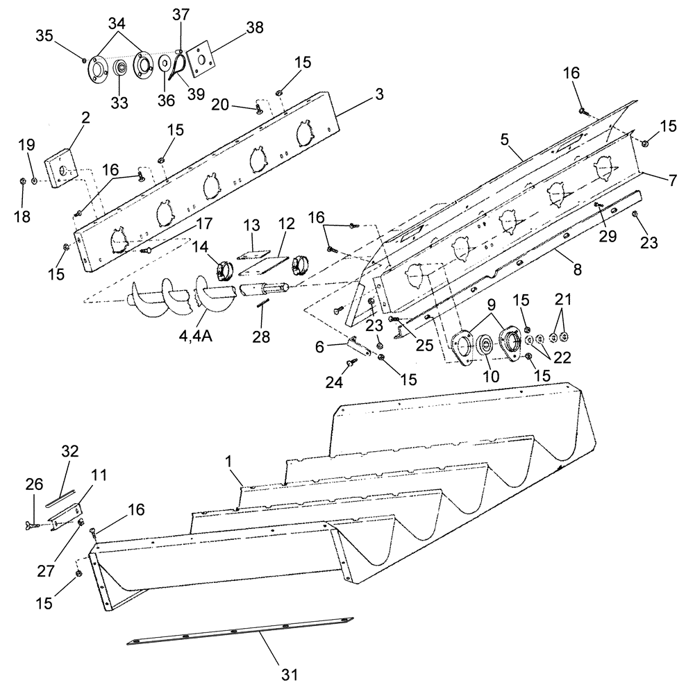 Схема запчастей Case IH 2388 - (09B-20) - AUGER BED (14) - ROTOR, CONCANVES & SIEVE