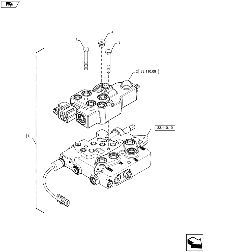 Схема запчастей Case IH STEIGER 450 - (33.110.05) - PARKING BRAKE - VALVE ASSEMBLY, TOW/PARK BRAKE (EUROPE) (33) - BRAKES & CONTROLS