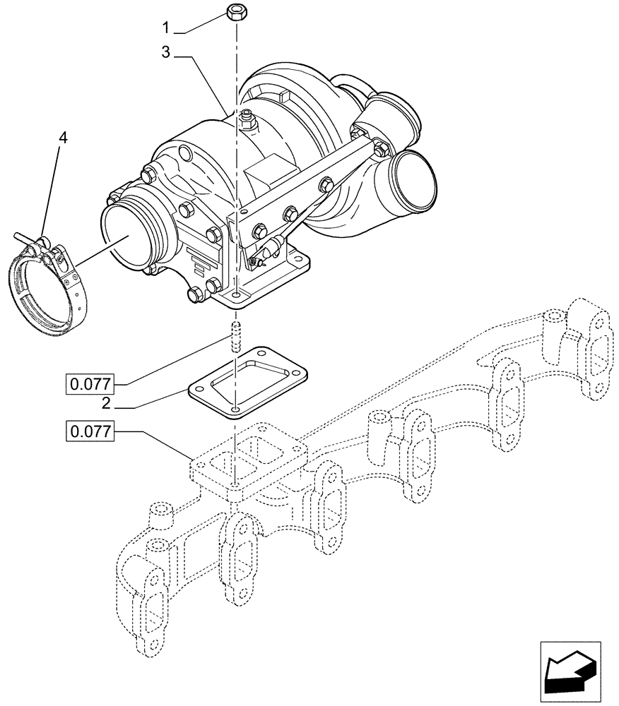 Схема запчастей Case IH P170 - (0.24.0[01]) - TURBOCHARGER (02) - ENGINE