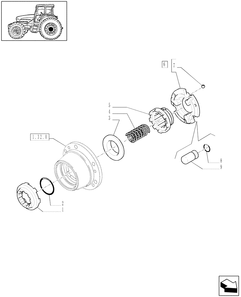 Схема запчастей Case IH MXU100 - (1.32.6/03) - (VAR.161)  STRENGTHENED WHEEL AXLE WITH TOOTH ENGAGEMENT- DIFFERENTIAL LOCKS (03) - TRANSMISSION