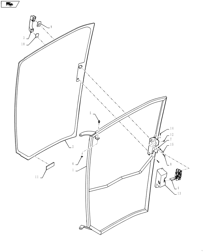 Схема запчастей Case IH 4420 - (02-002[01]) - DOOR ASSEMBLY Cab Exterior