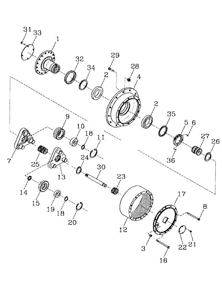 Схема запчастей Case IH 7000 - (A09-02) - EPICYCLIC HUB, 7000, SERIES 40 35:1 Mainframe & Functioning Components