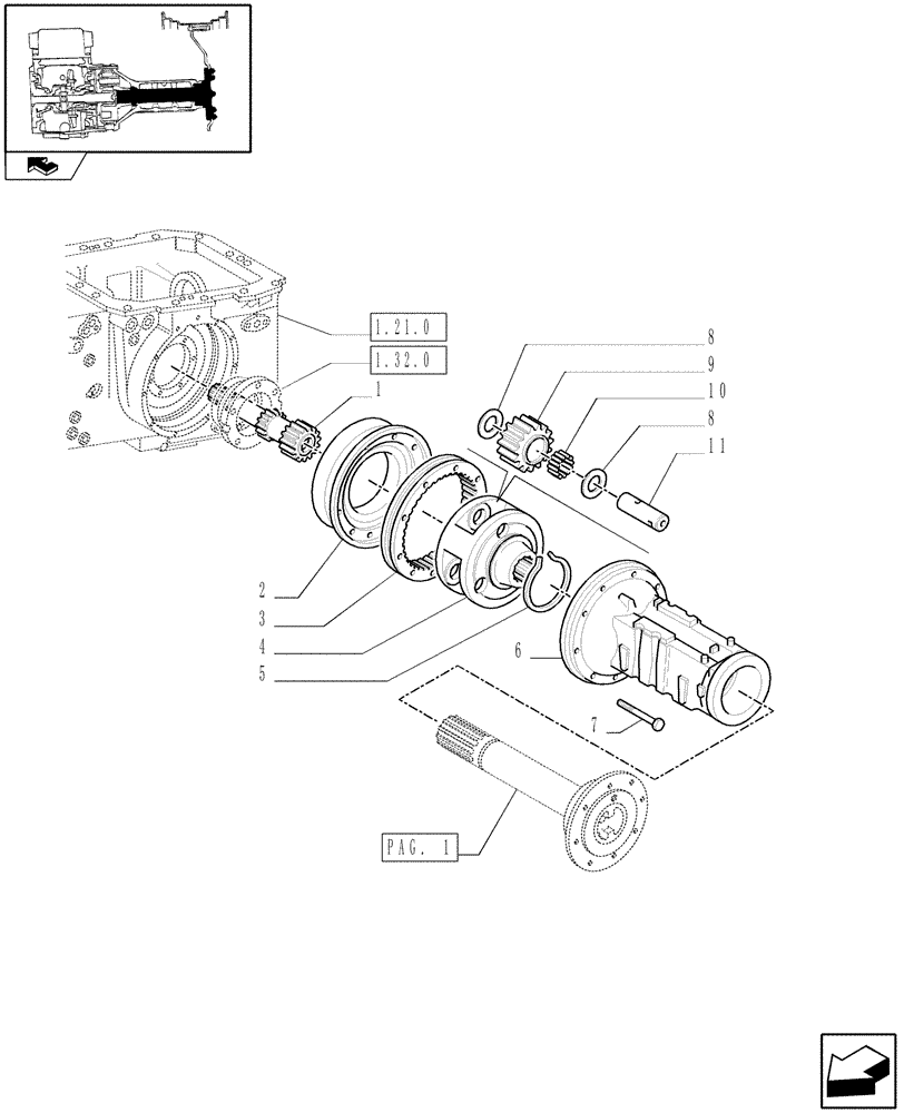 Схема запчастей Case IH FARMALL 85C - (1.48.1[03]) - FINAL DRIVE, GEARS AND SHAFTS (05) - REAR AXLE