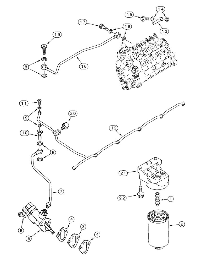 Схема запчастей Case IH 8850 - (10-86) - FUEL FILTER AND LIFT PUMP, SERIAL NUMBER CFH0099165 AND LATER (03) - FUEL SYSTEM