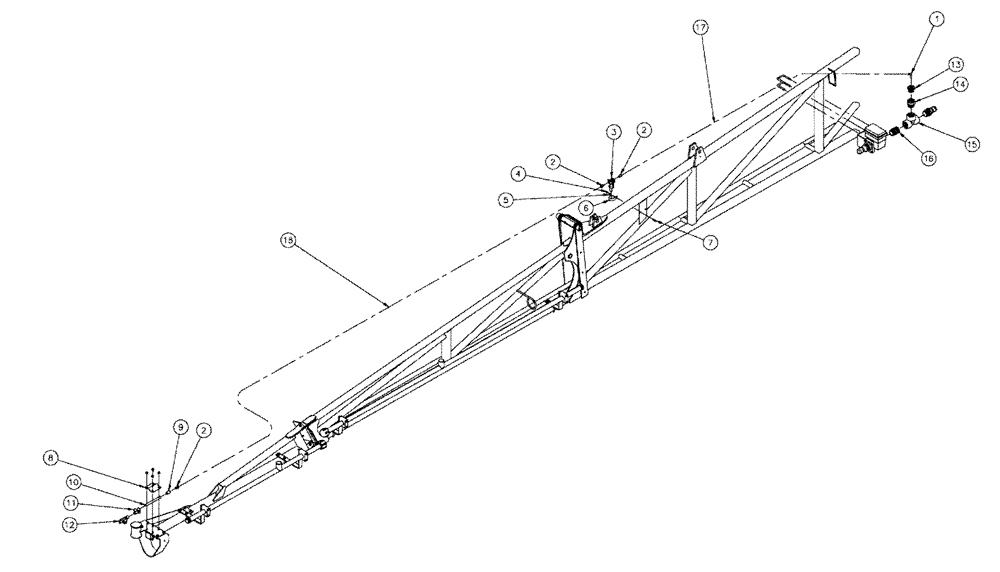 Схема запчастей Case IH SPX4260 - (09-033) - NOZZLE SPACING GROUP, HIGH VOLUME, BOOM Liquid Plumbing