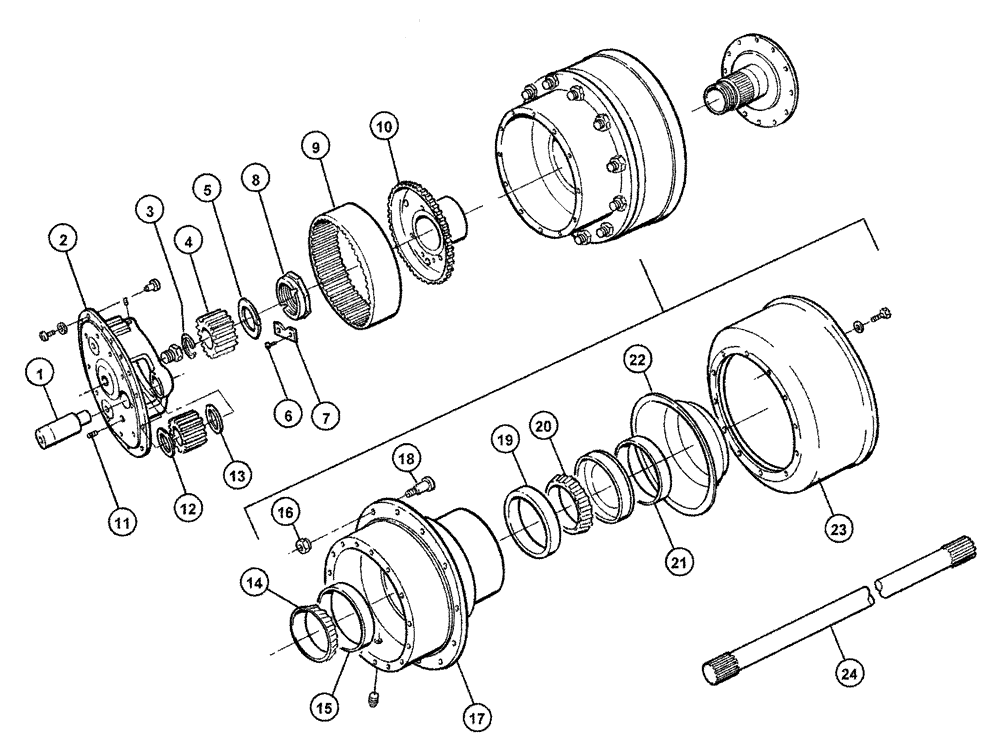 Схема запчастей Case IH FLX3330B - (04-005) - REAR AXLE HUB Frame & Suspension