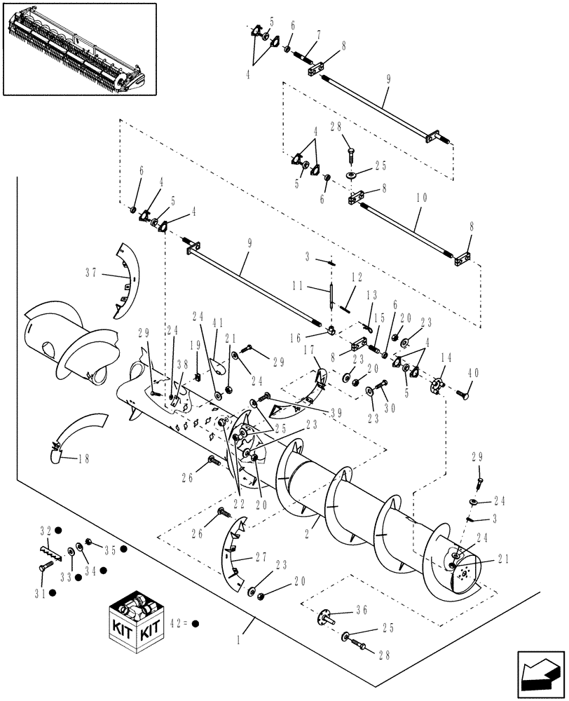 Схема запчастей Case IH 2020 - (20.16.01) - AUGER, 20 FT (58) - ATTACHMENTS/HEADERS