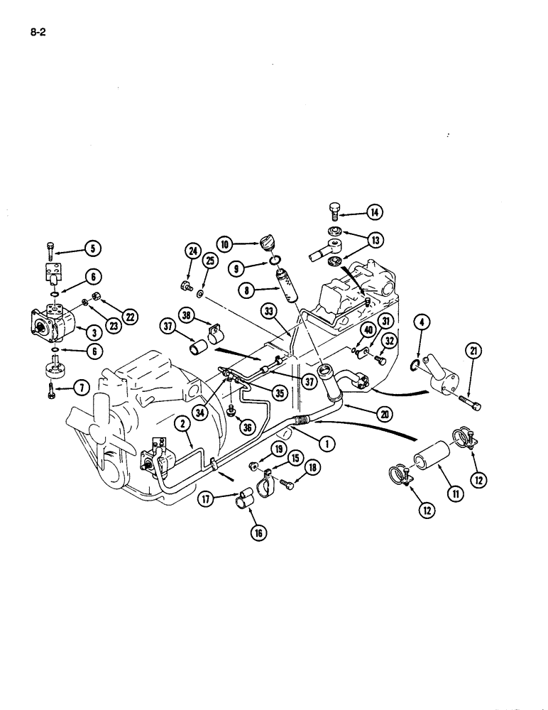 Схема запчастей Case IH 245 - (8-02) - PUMP AND HYDRAULIC LINES, CONSTANT MESH MECHANICAL TRANSMISSION, MANUAL STEERING (08) - HYDRAULICS