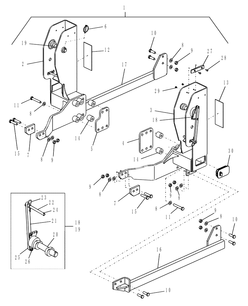 Схема запчастей Case IH LX360 - (002) - MOUNT KIT (82) - FRONT LOADER & BUCKET