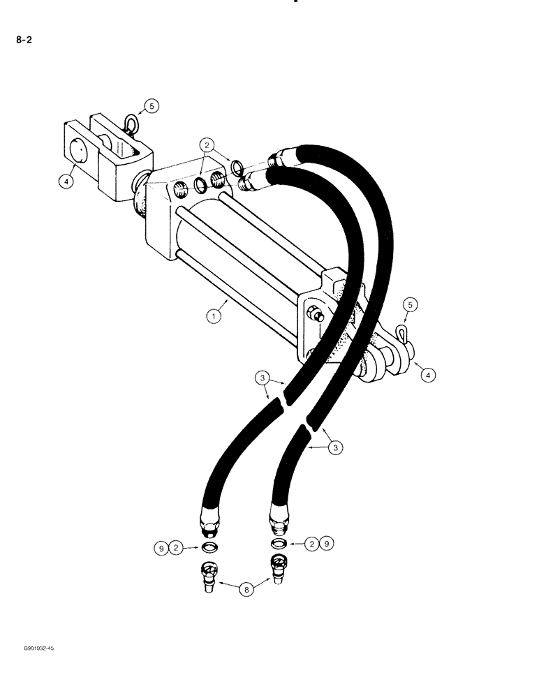 Схема запчастей Case IH 70 - (8-02) - LIFT HYDRAULIC HOSES AND CYLINDER (08) - HYDRAULICS