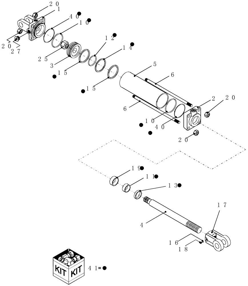 Схема запчастей Case IH 1200PT - (A.10.A[20]) - HYDRAULIC CYLINDER - 87461047 A - Distribution Systems