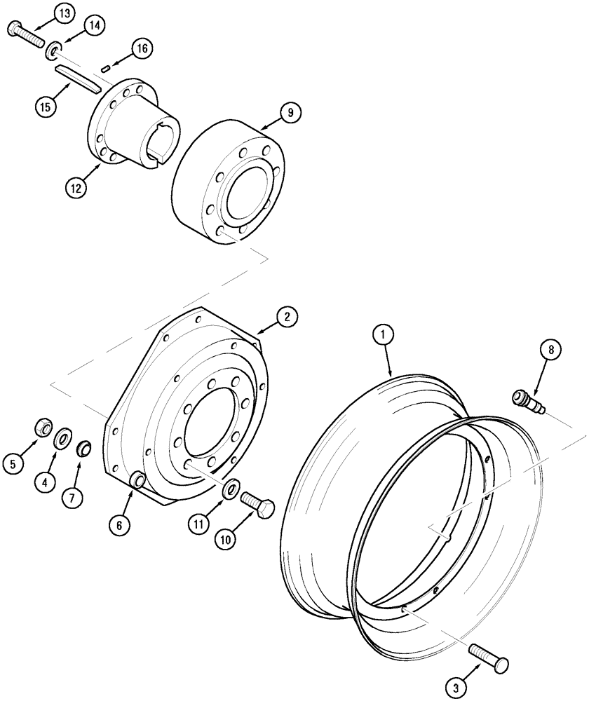 Схема запчастей Case IH MX170 - (06-39) - REAR WHEELS - ADJUSTABLE (44) - WHEELS