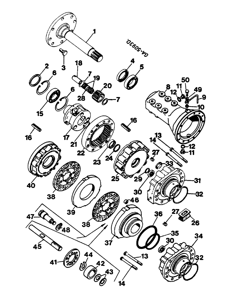 Схема запчастей Case IH 744 - (1J13) - BEAR AXLES, BRAKES (04) - Drive Train