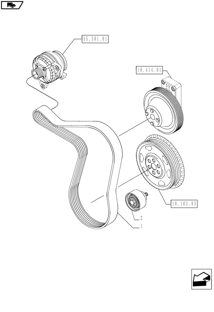 Схема запчастей Case IH P70 - (10.402.02) - WATER PUMP - BELT AND PULLEY (10) - ENGINE