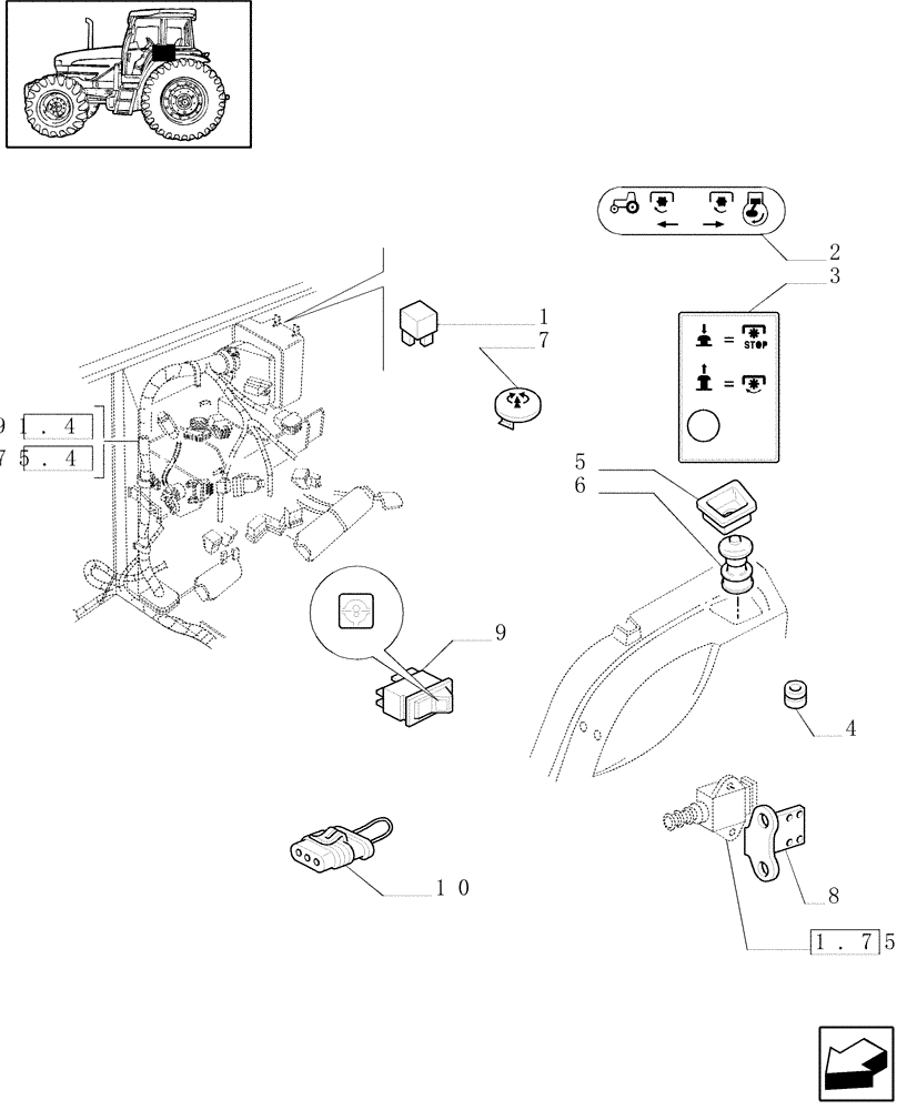 Схема запчастей Case IH JX70U - (1.75.0/03) - (VAR.729) SYNCHRO MESH GEARED POWER TAKE -OFF 540 - 750 - 1000 RPM - ELECTRIC PARTS (06) - ELECTRICAL SYSTEMS