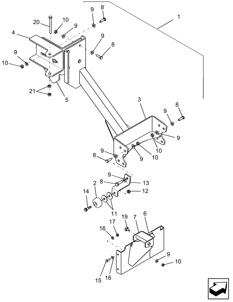 Схема запчастей Case IH 7120 - (90.118.37) - BRACKETS & HINGE, R.H. LOWER (90) - PLATFORM, CAB, BODYWORK AND DECALS