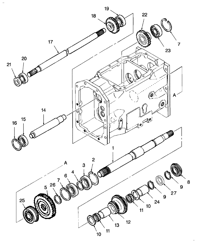 Схема запчастей Case IH DX29 - (03.08) - FRONT TRANSMISSION GEARS W/9 X 3 & W/FWD (03) - TRANSMISSION